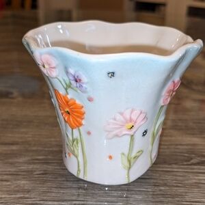 Yankee Votive Candle Holder Floral Spring Butterfly Water Garden Hold Matches